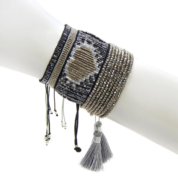 Handmade Miyuki and Crystal Combining Beaded miyuki bracelets set for women jewelry