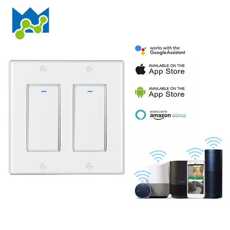 China factory wholesale 110V 2 gang Wifi voice control wall key smart home switch