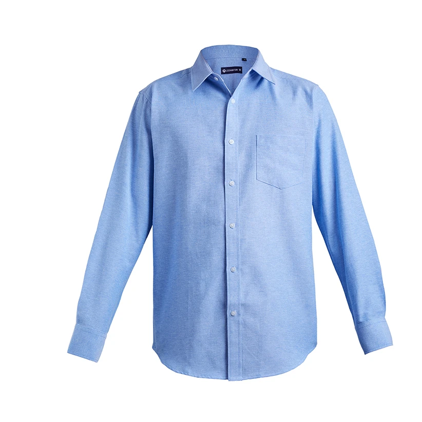 1pcs custom logo in stock autumn men clothing oxford sky blue long sleeve office formal men dress shirt stylish shirt for men