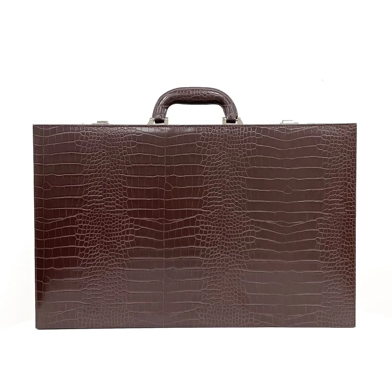 24 Slot Brown Alligator Crocodile PU Leather Watch Display Storage Briefcase Box with Password Lock