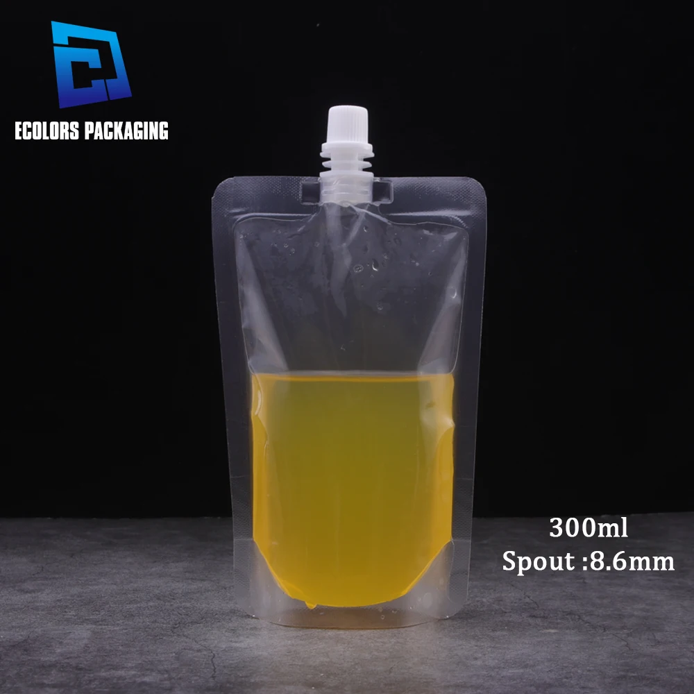 hot sale factory wholesale clear transparent spout water drink plastic packaging bags with suction nozzle