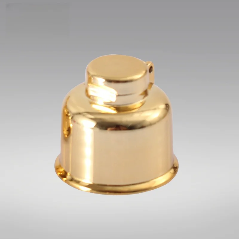 Manufacturer 24mm 28mmAluminum Shiny Gold Silver Cosmetics Plastic Bottle Bell Shape Flip Top Cap Lid