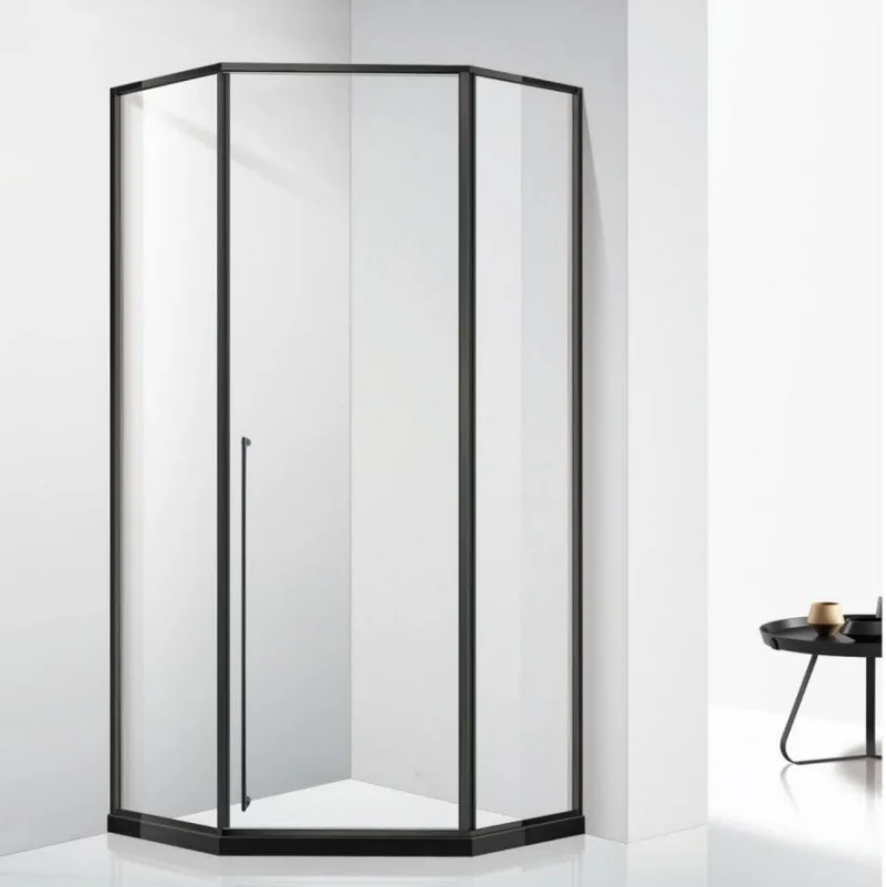 90x90mm Gun Grey Minimalist Pivot  Pentagonal Shower Enclosure