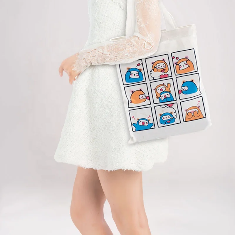 
13.8*15.7 Canvas Tote Shoping Bags Gift White Shopping Organic Cloth Customized Cotton Hand Bag 