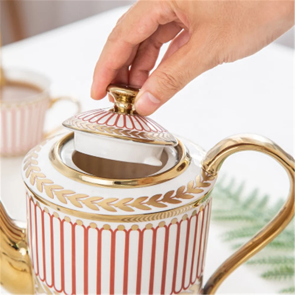 European Rotary Tea Set Ceramic English Afternoon Tea Coffee Cup Household Teapot Complete Set of Luxury