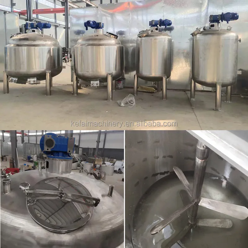 KEFAI Cosmetic Liquid Paste 500L 1000L Electric Heating Mixing System homogenizer Mixer With Agitator Tank For Cosmetic Cream