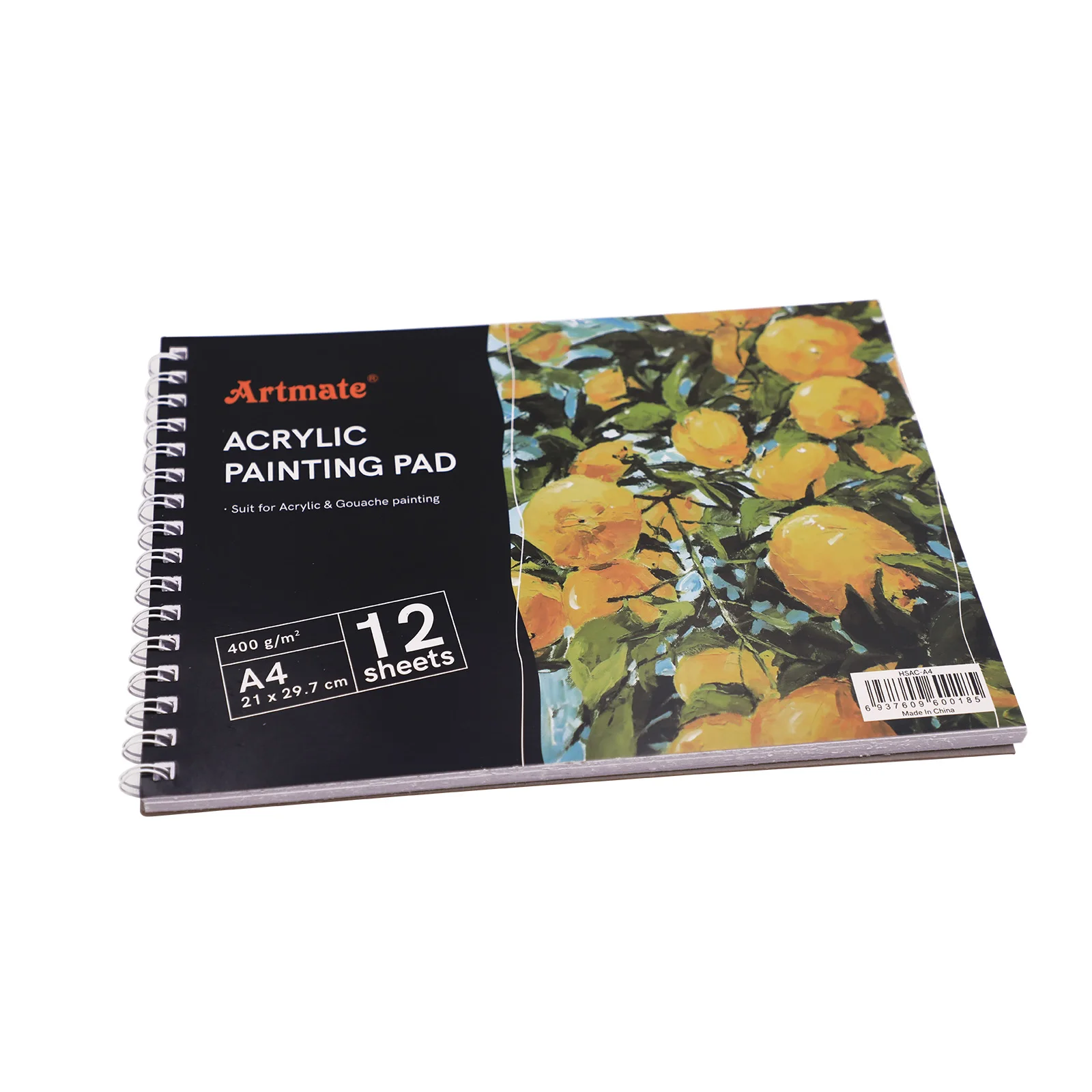 Акриловая бумага Artmate A4, 12 листов, 400 г/м2, без кислоты, средняя зерна, холоднопрессованная бумага для рисования