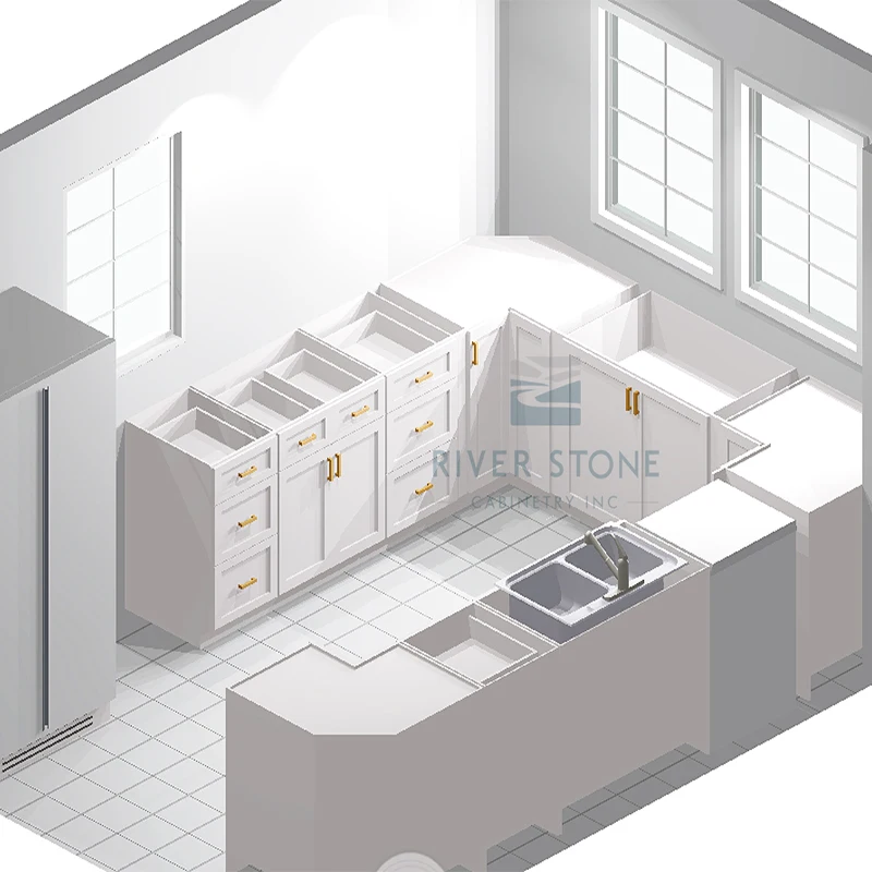US Fast Delivery Modular Kitchen Cabinet Modern Design Soft Close Wood White Shaker Kitchen Cabinets Complete Sets For Apartment