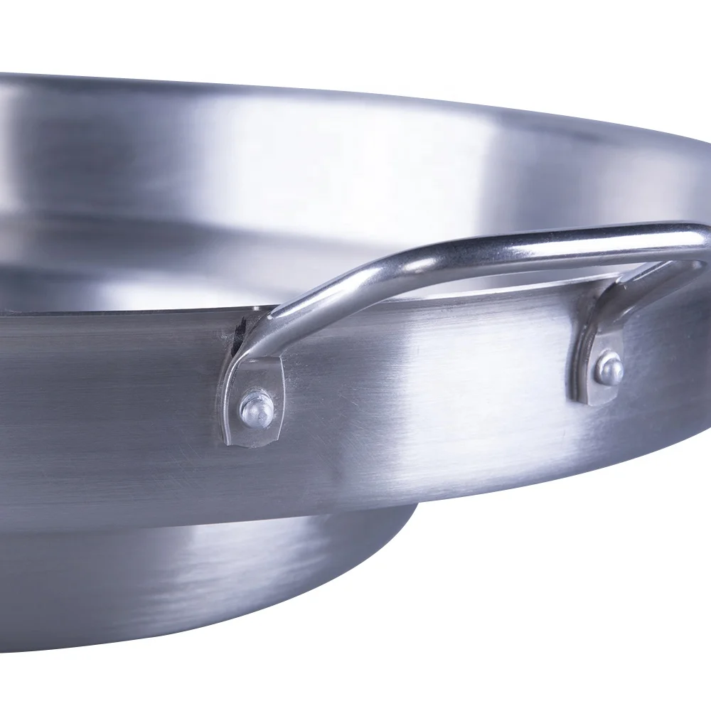 Hot Sale Mexican High Wall Stainless Steel Convex Comals Metal Kitchen Fry Pan Set Wood Stove Cast Iron Pan Support Camping Pans