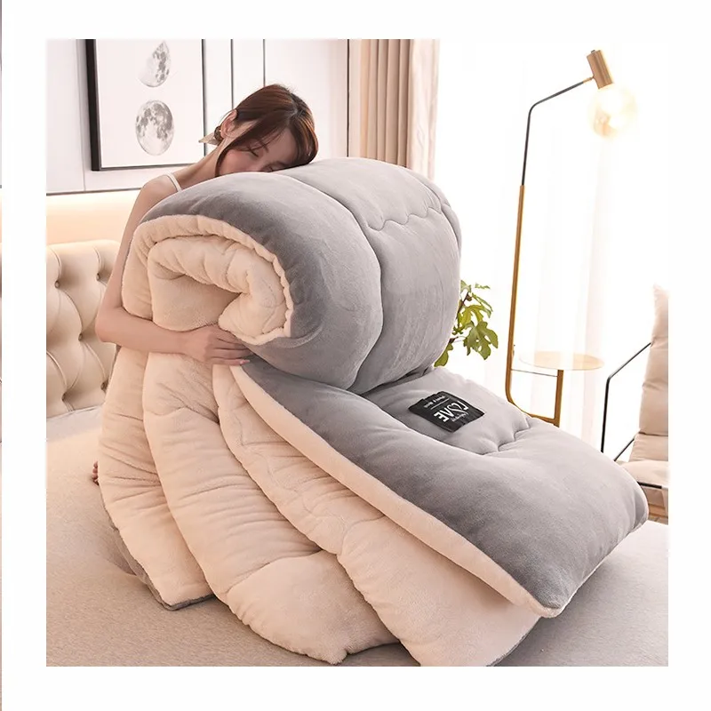 Warm Soft Hot Sale Wholesale  Flannel Fleece Winter Double Thickened Quilt Bedding Set Flannel Fleece Blanket