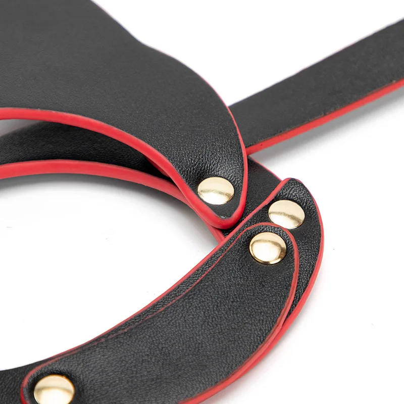 M250 Cat Ears Women Cosplay Sexy Black Leather Rivet Upper Half Face Eyes Mask for Fetish Masquerade Ball Carnival