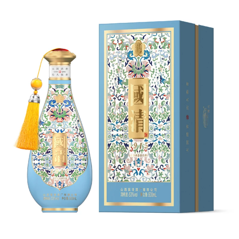 Shanxi Guoqing 1915 легкий вкус китайский Baijiu 53% vol с подарочной коробкой 500 мл бутылка в традиционном стиле