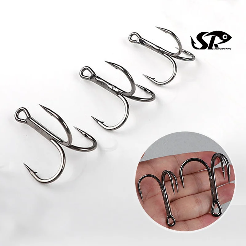 SUPERIORFISHING Big size Treble hooks German Alloy Steel material Rustproof Barbed fishing hooks U6