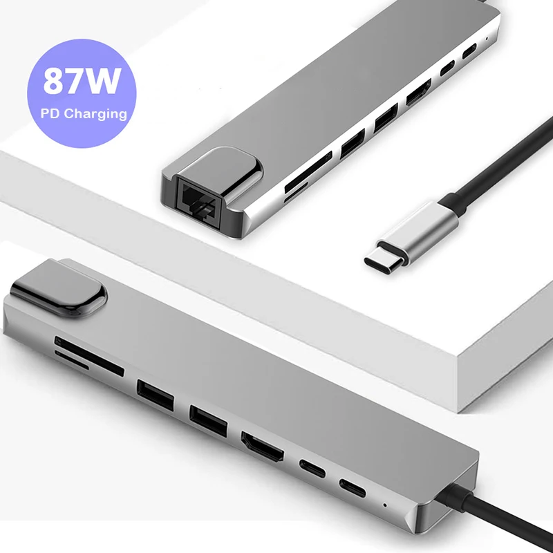  USB-концентратор 8 в 1 с USB 3 типа C на 4K HD Ml USB-C адаптер для MacBook