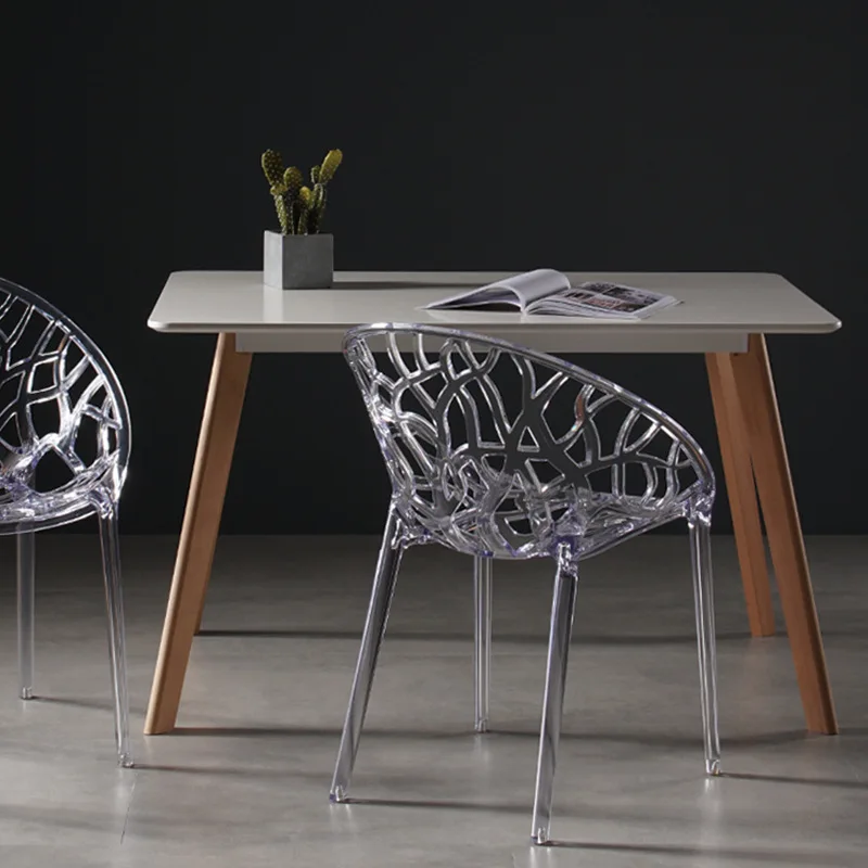 Nordic Transparent Net Red Crystal Creative Simple Plastic Backrest Outdoor Acrylic Dining Chair Personality Hollow