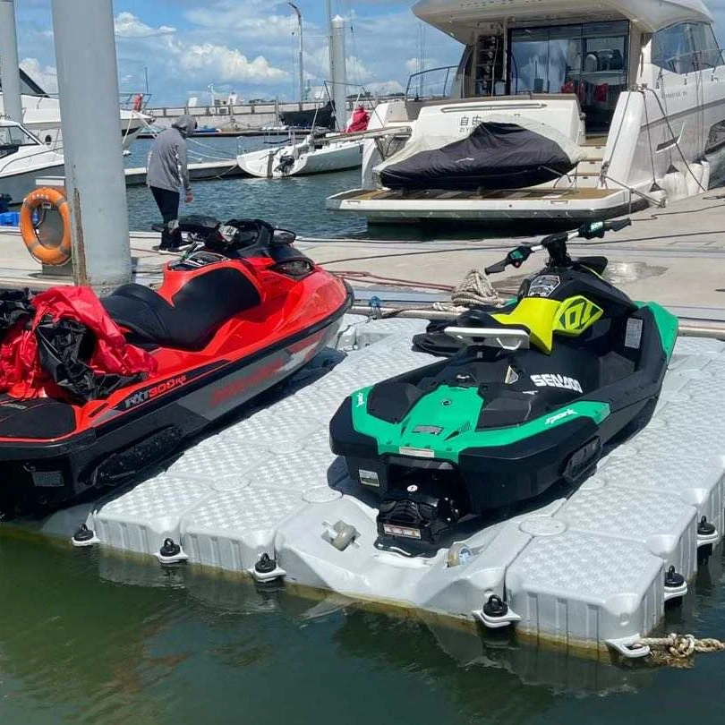 Jet Ski Pontoon Pier for Boat Lift Dock Floating with Rollers and Winch