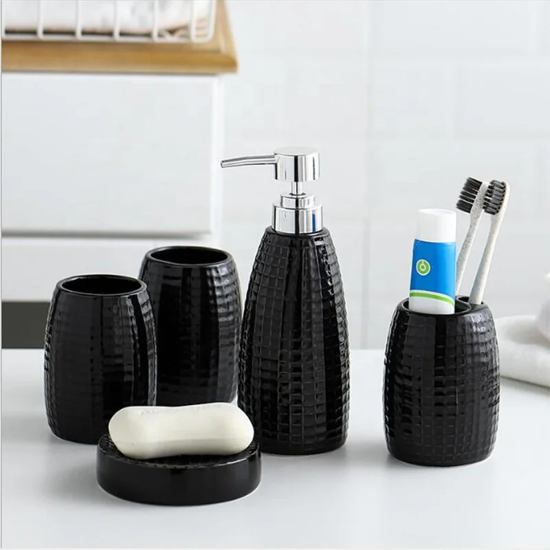 wholesale  Soap Bottles Dispenser hotel Bathroom Accessories Set ceramic