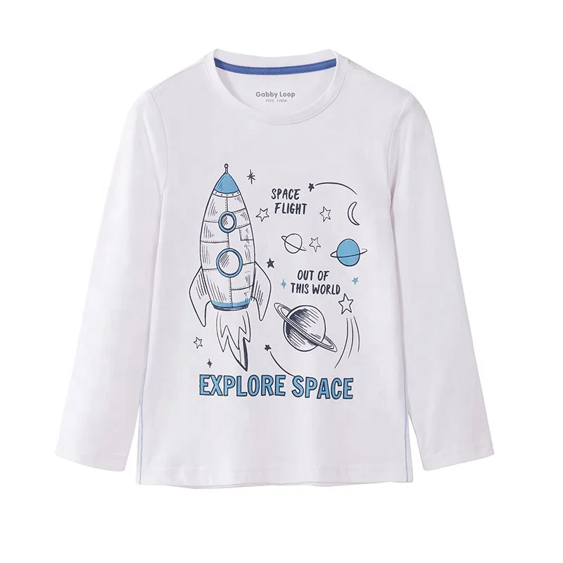 
Gabby Loop Cotton Printed T-Shirt Round Neck Kids for Boys Long Sleeve New Design Boys T Shirt 