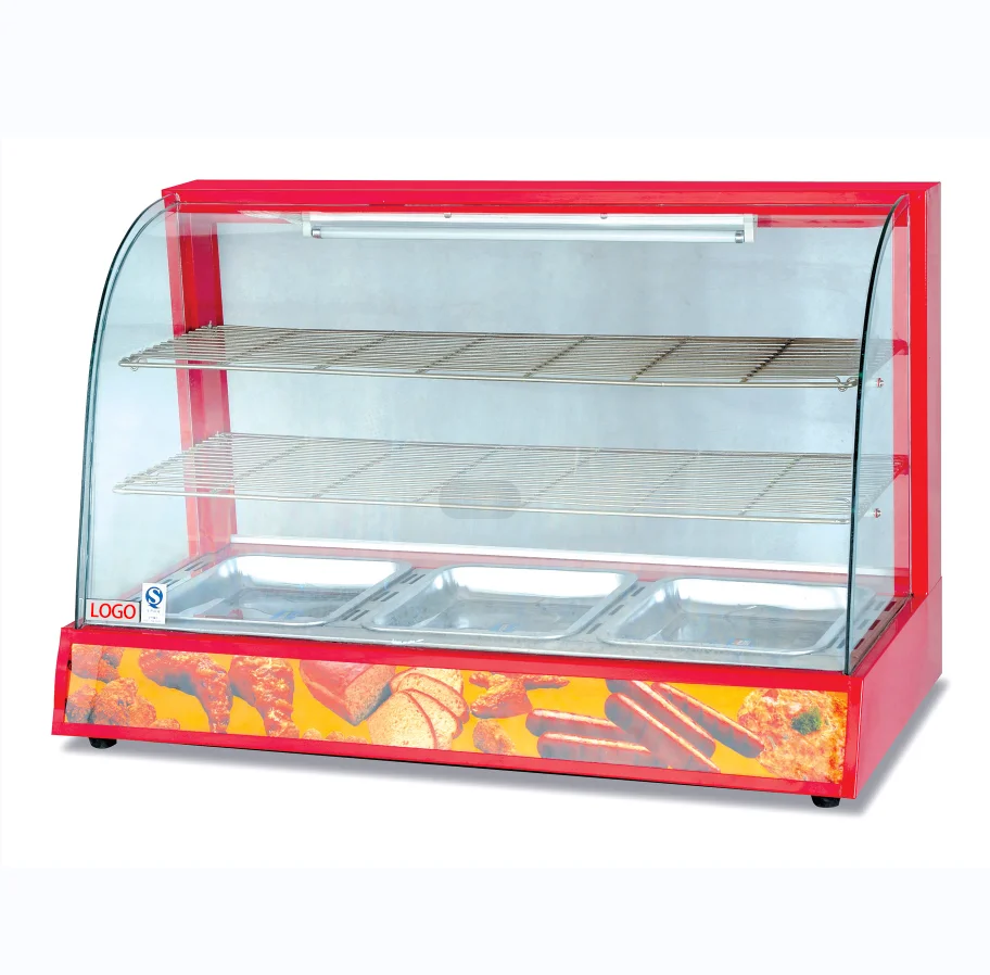 Fast Food restaurant food keep warm Food Display Warmer Showcase For Hamburger and Chips Fried Chicken Warmer Display