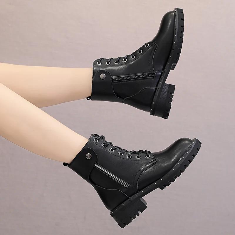 Высокие ботинки на меху; Модные женские ботинки; Прочные стильные зимние женские ботинки