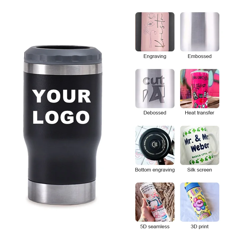 2024 New 14Oz Multi Purpose Stainless Steel Insulator Skinny Beer Can Coolers Tumblers Wholesale Bulk 4 In 1 Can Cooler