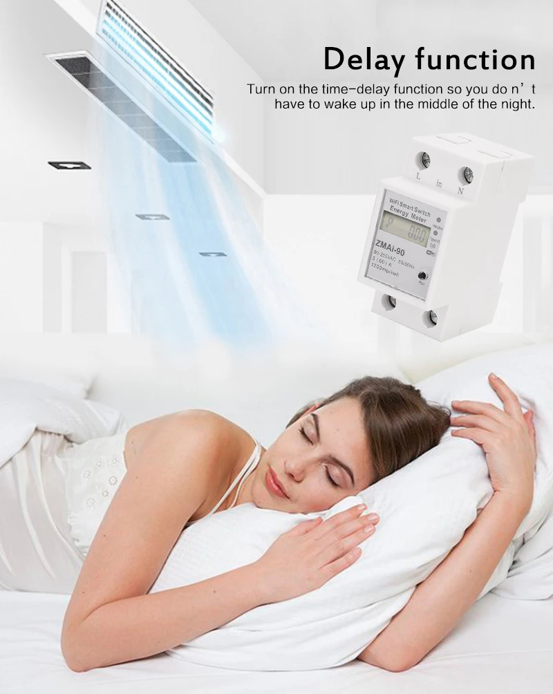 Tuya Smart счетчик энергии 90-250V WIFI Пульт дистанционного управления Tuya/приложение smart Life измеритель мощности din-рейку однофазный