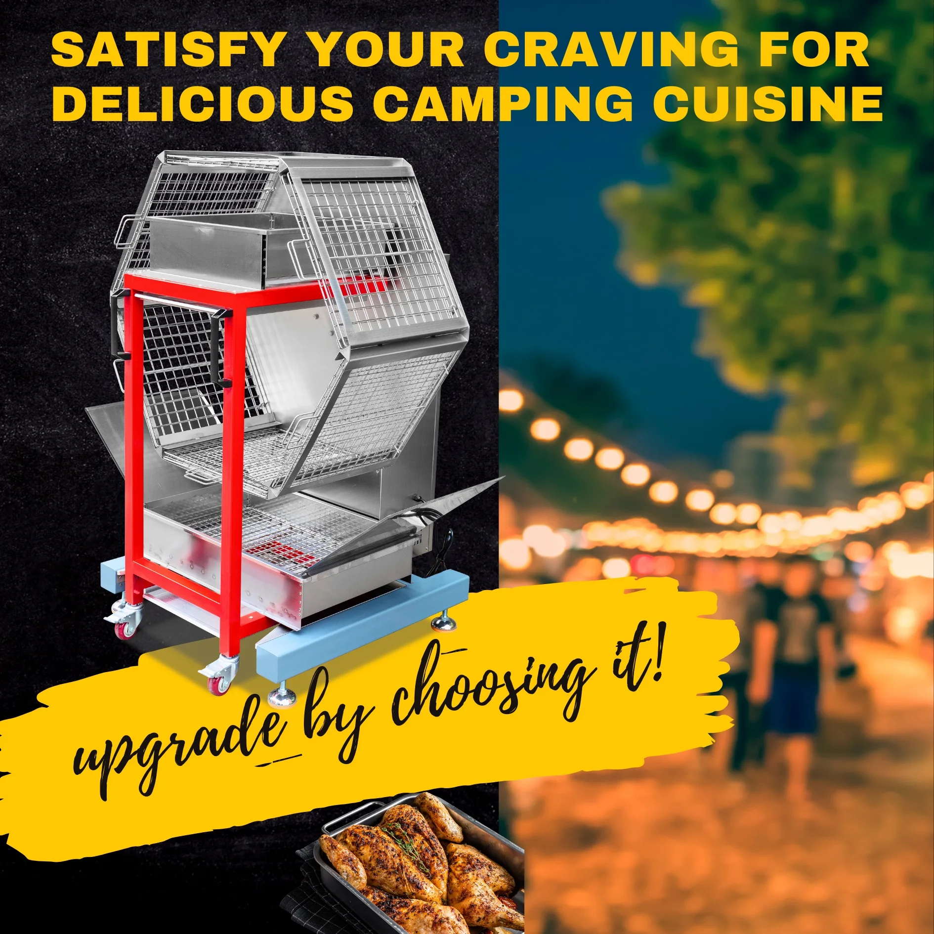 Best Seller Black Built In Bbq Chicken Professional Machine Automatic Gas And Charcoal Grill Outdoor For Wholesales