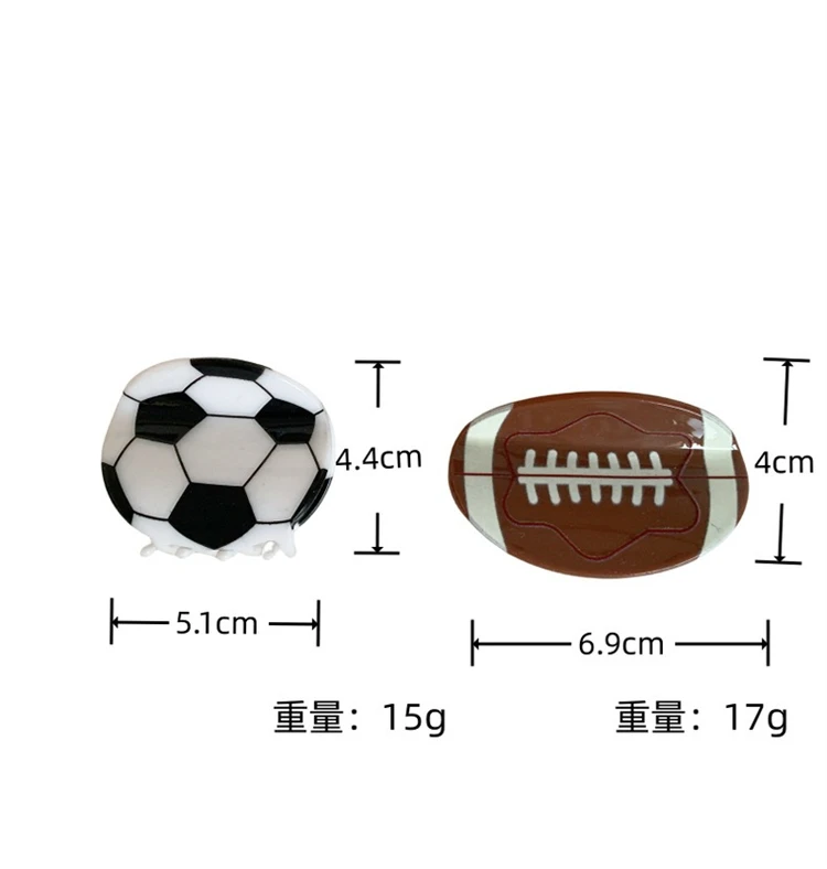 Customized Logo Shape Acrylic Hair Claw Clip Print Sports Basketball Football Hair Claw for Women