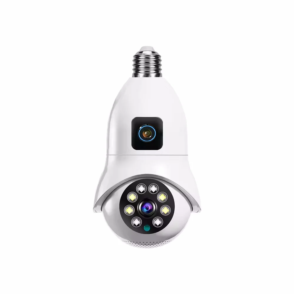 2MP 360 Dual Lens V380 Wifi E27 Bulb Surveillance Camera 1080P Night Vision Indoor PTZ IP CCTV Home Security Bulb Camera