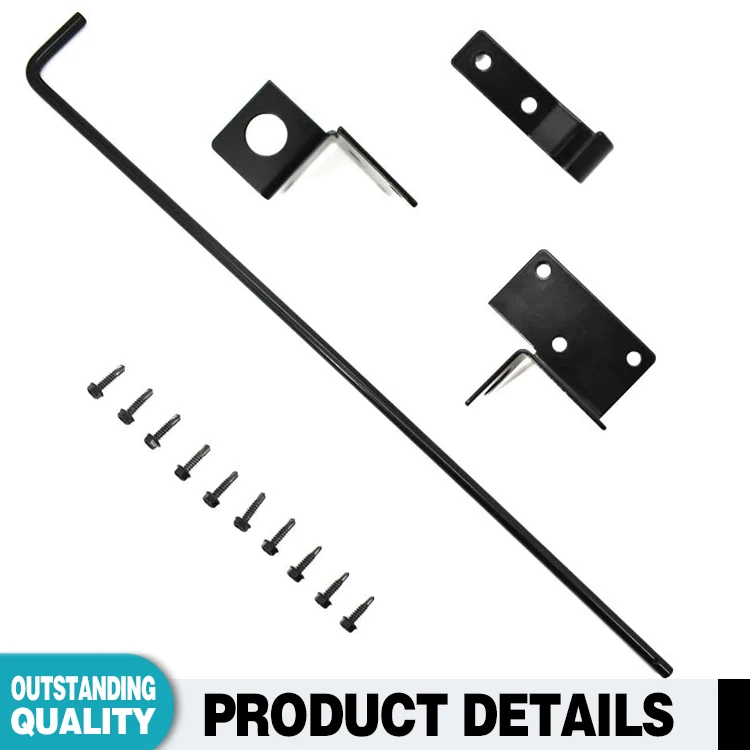 rods metal door 2 pack black door hardware cane bolt heavy duty gate rod steel black pack magnet curtain