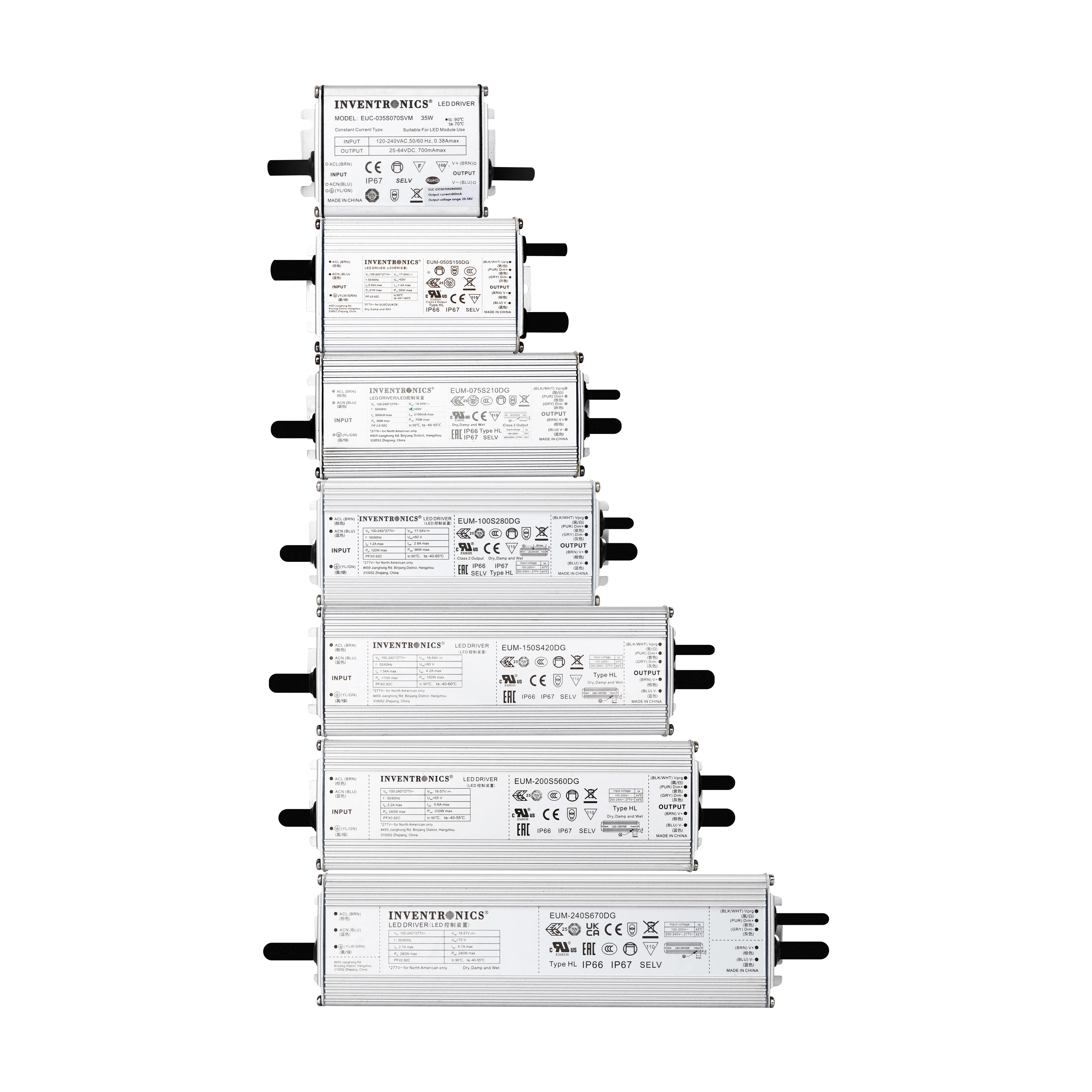 100-240Vac класс 2 Inventronics EUM-Dx series 30 Вт 50 75 100 150 200 240 320 Светодиодный драйвер IP67 источник питания
