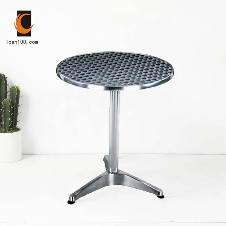 China Factory Simple Coffee Table Stainless Steel Canteen Cafe Round Dining Table Metal Round Table