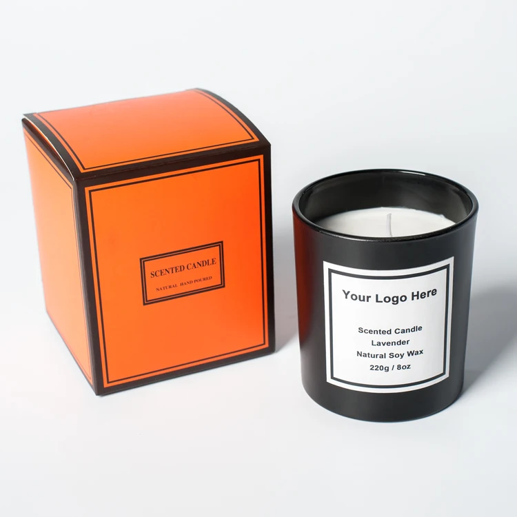 Custom Luxury 8 OZ Candle personalized Black Matte Glass Private Label Scented Candles