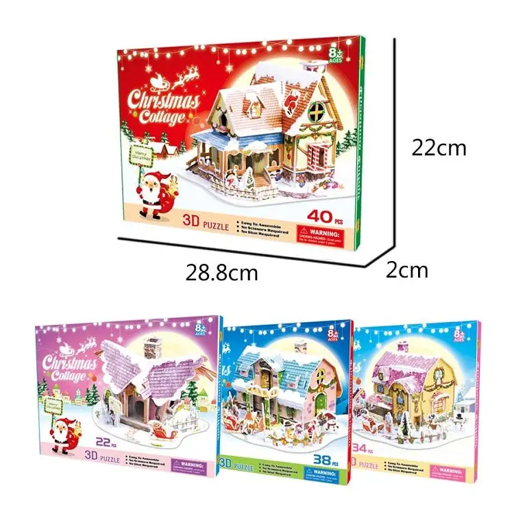 ECO Friendly EPS Board Kids puzzle toys educational DIY toy Christmas villa house model 3d puzzles toys Gift
