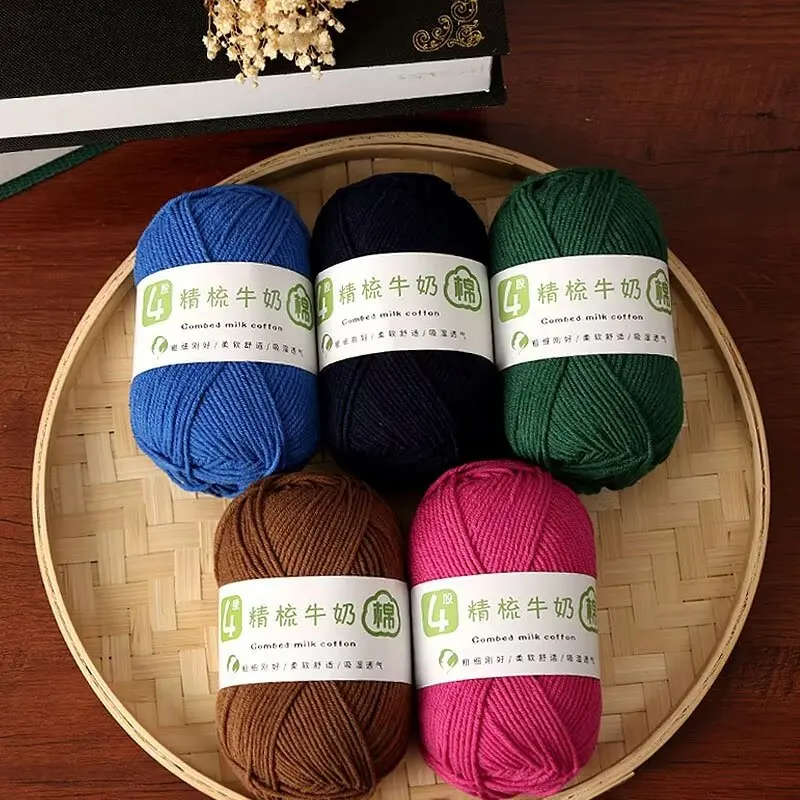 Crochet yarn with 4 strands of milk baby cotton in high tenacity design 60%Cotton 40%