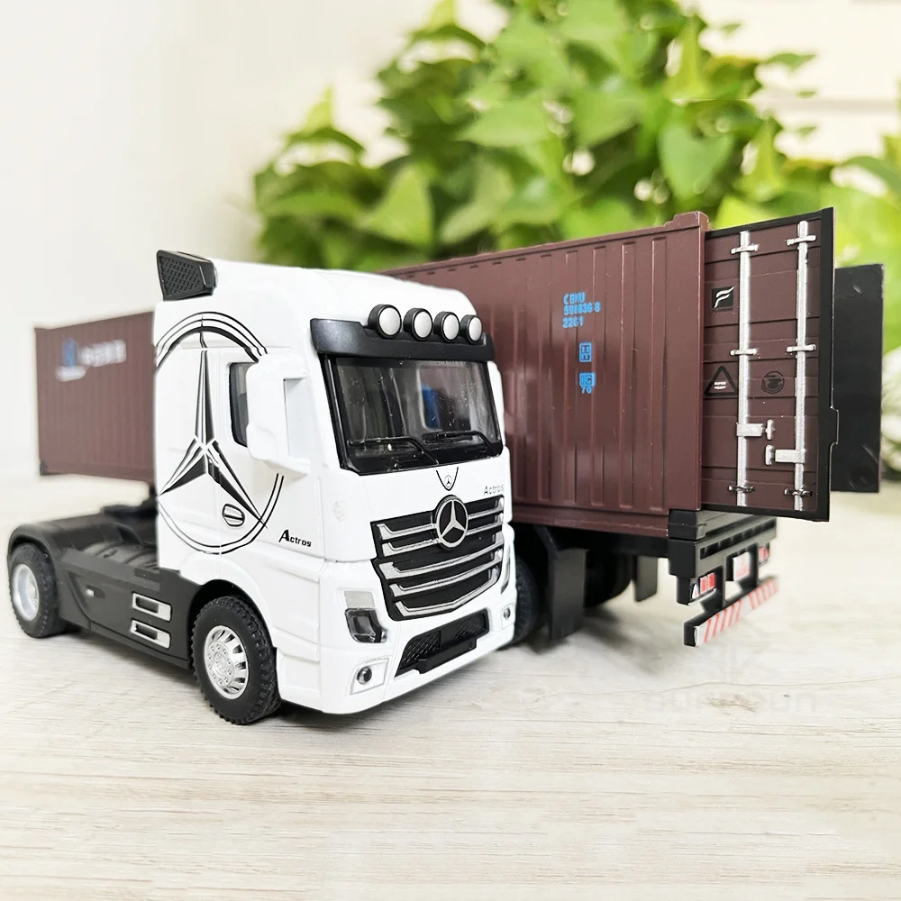 1/36 Diecast  Truck Toy Car Model Removable Engineering Transport Container Lorry Vehicle With Light Pull Back Toy For Boys