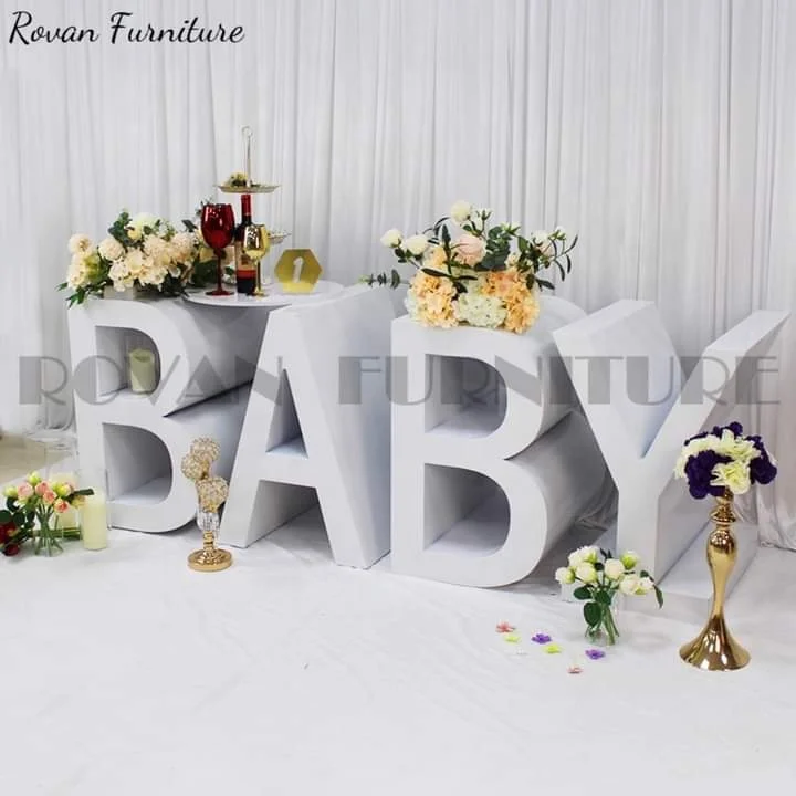 New style modern wedding decoration stainless steel baby letter table for party used