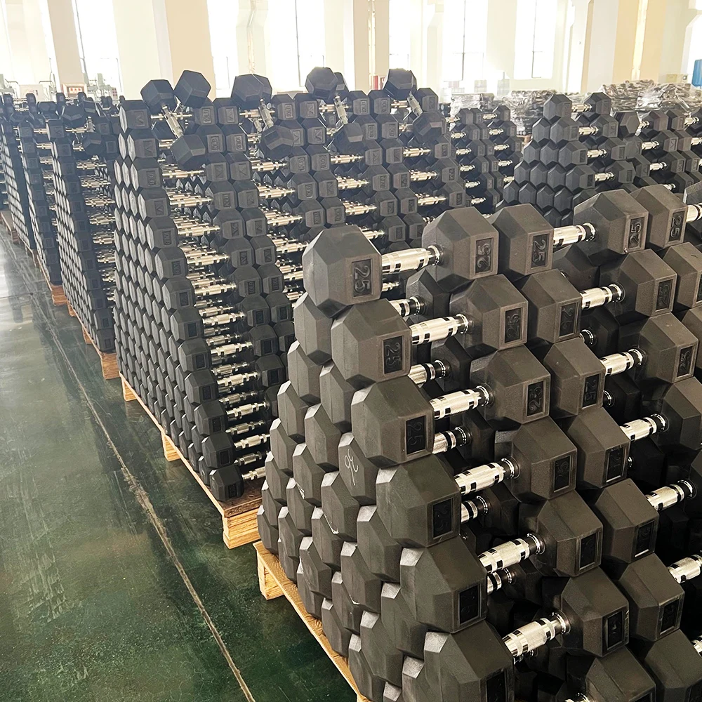 Factory Wholesale Free Weight Dumbells Gym Rubber Hex Hexagon Dumbbell Set LB Buy Online