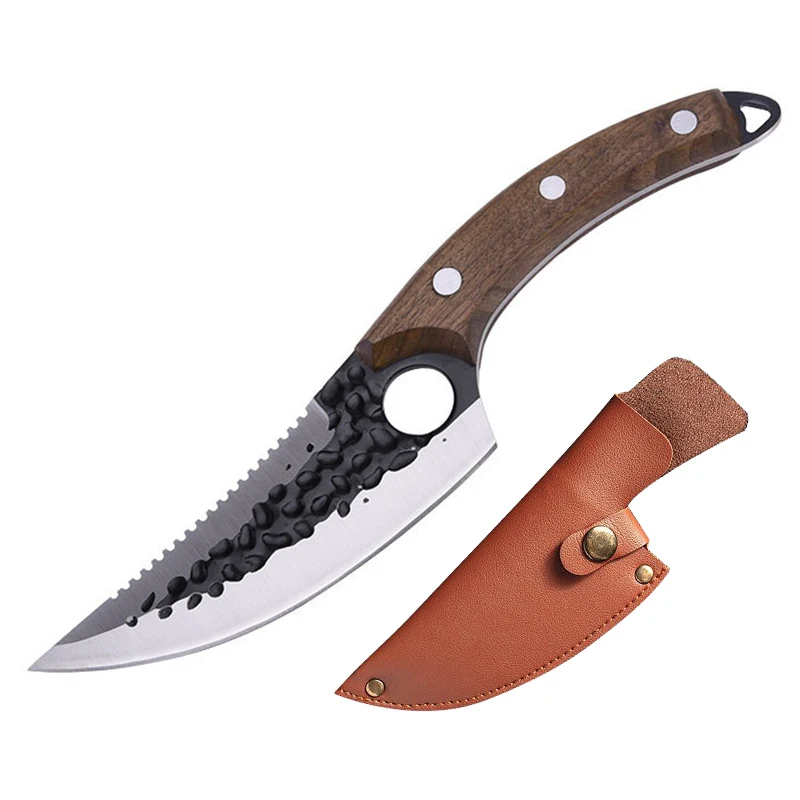 6 Inch Butcher Knife Forged Kitchen Knife Serbian Knife  with Wood Handle