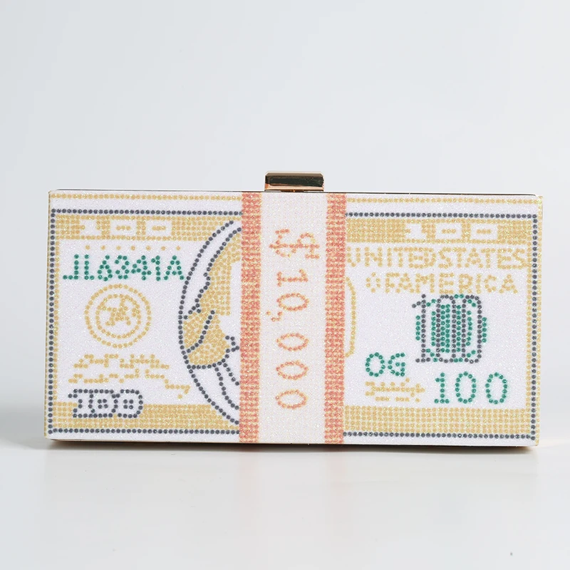 Горячая Распродажа новинка ручная работа ткань в форме доллара США вечерняя сумка-клатч с атласом для