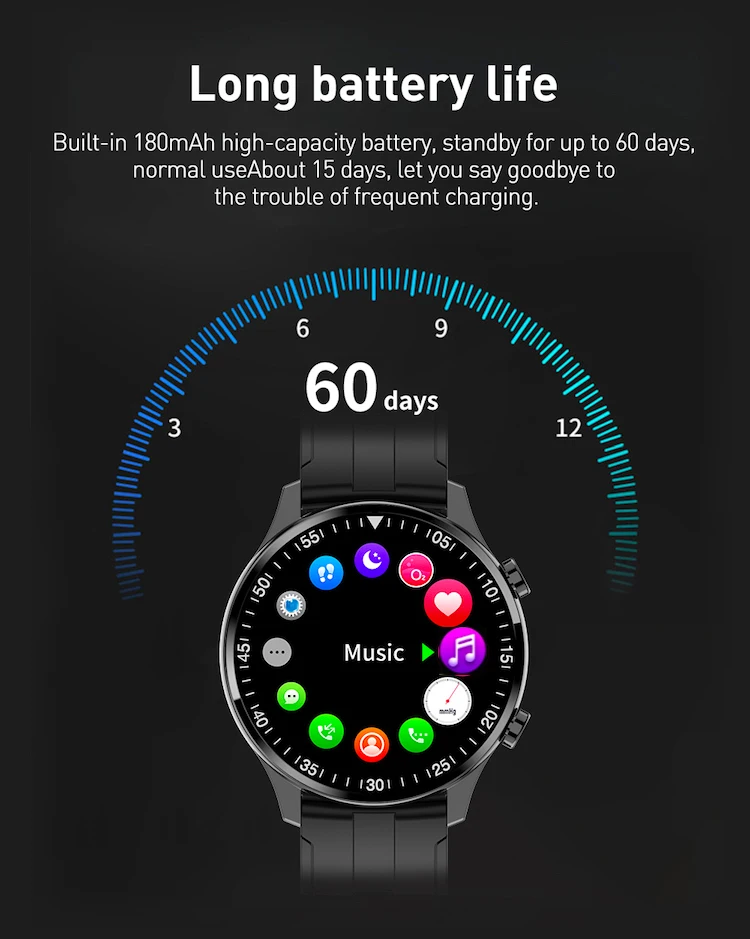 Good quality china smartwatch big memory 4GB connect tws earphones customize watch information push steel stainless watches mens