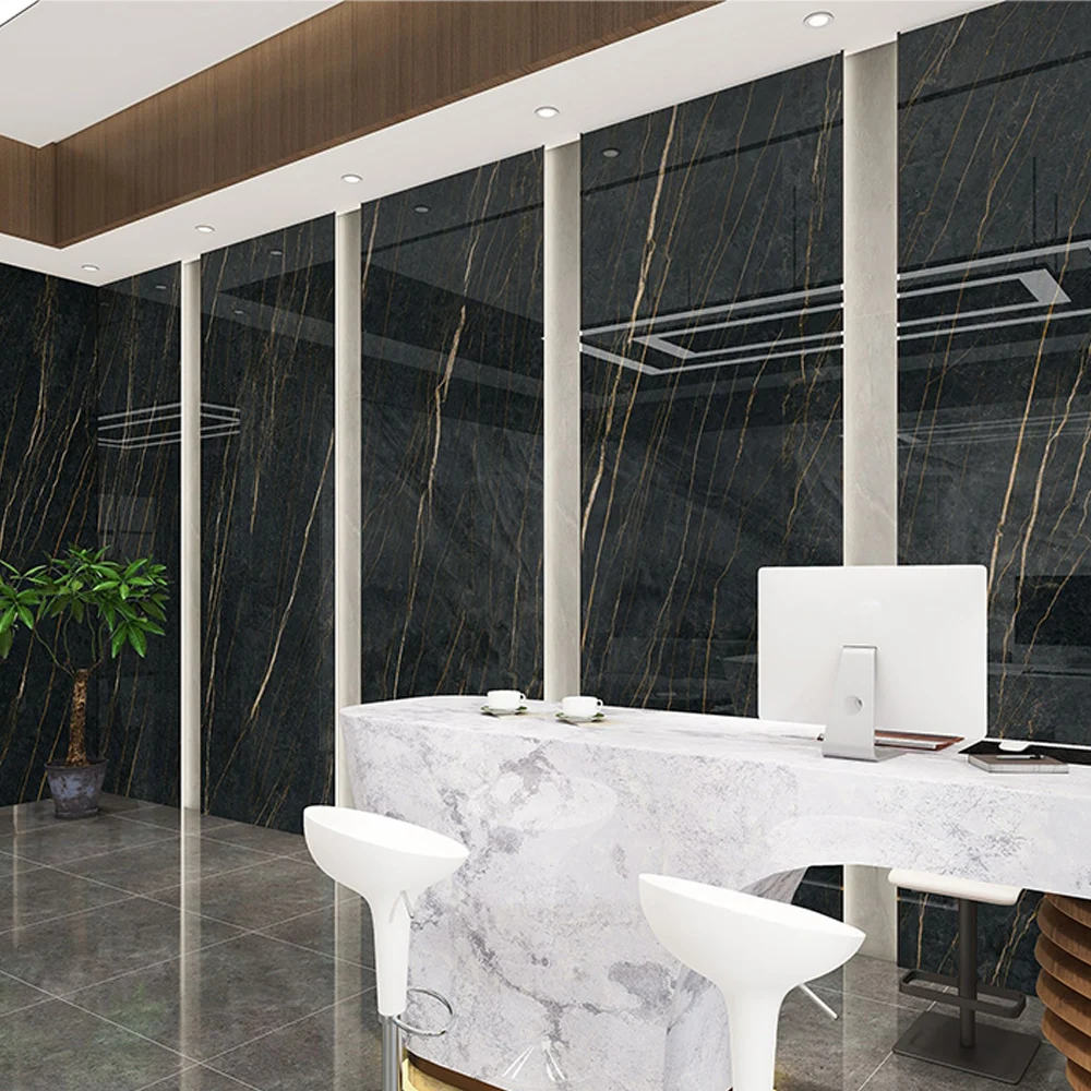 Modern High Glossy Pvc Bamboo Charcoal Indoor Living Room Tv Wall Corporation Decorative Marble WPC Wall Panel