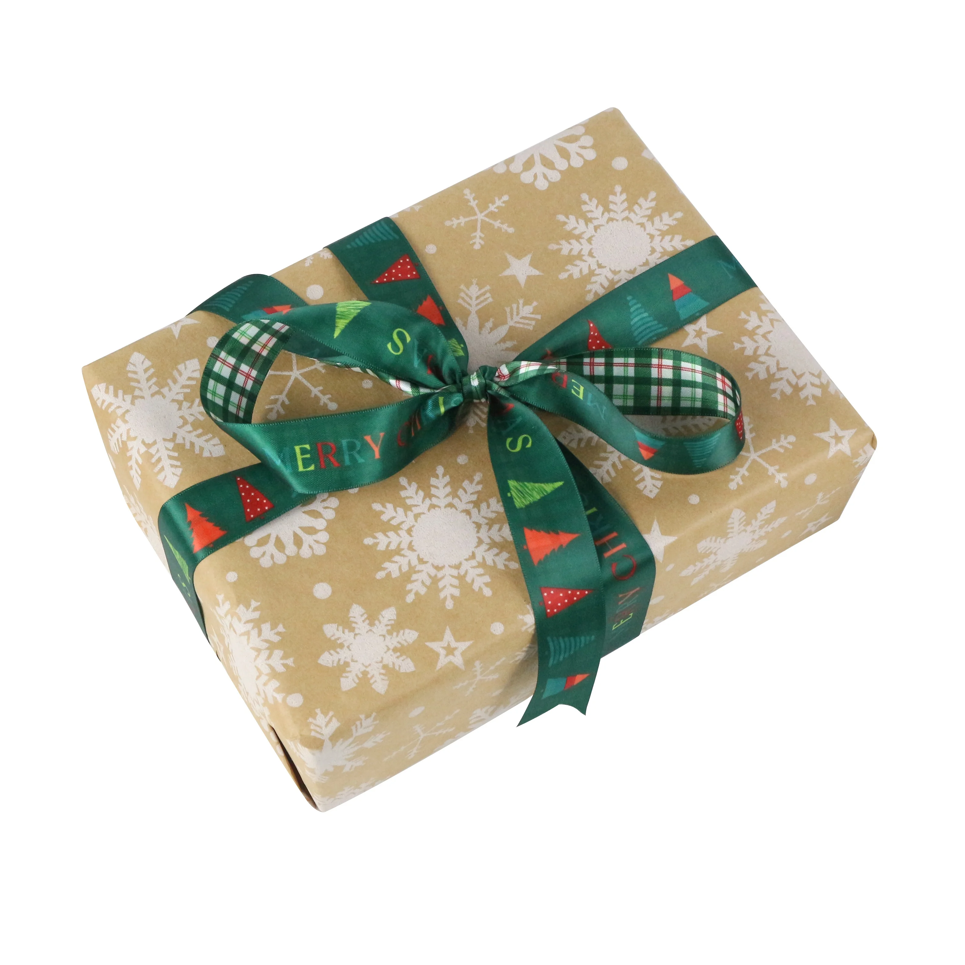Midi Stock Fast Delivery Merry Christmas Ribbon Roll 9mm 16mm 25mm Foil Ink Printed Grosgrain Christmas Ribbon for Gift Wrap