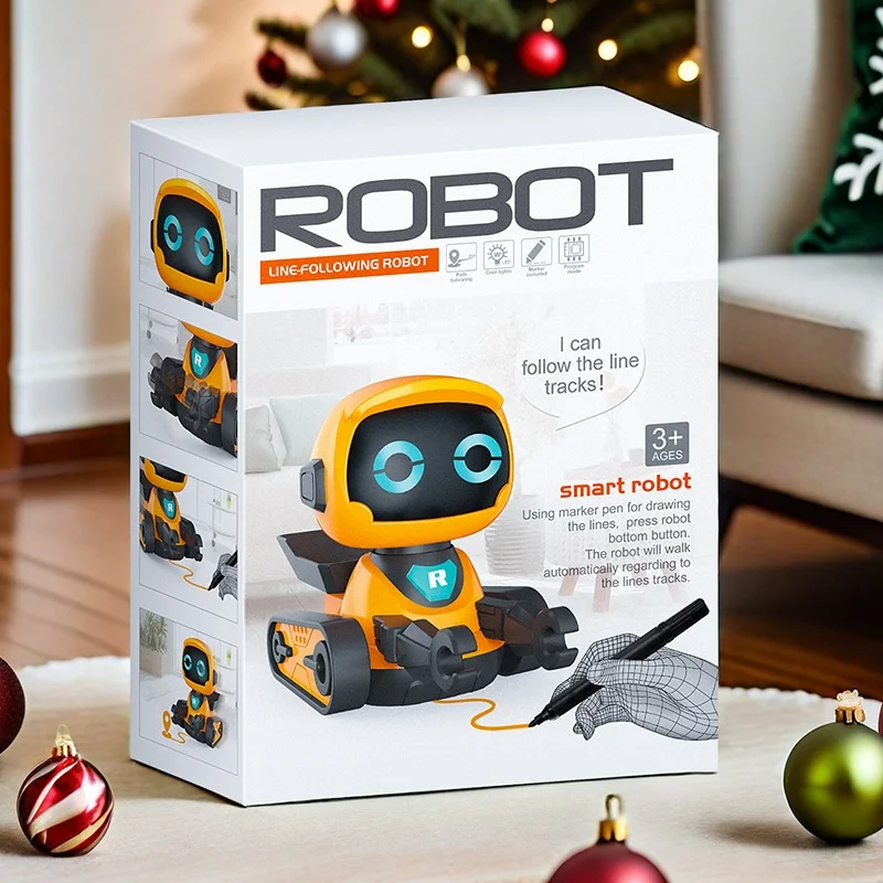 Early Education Smart Robot Toy for Kids Cute Plastic RC Line Marking Toy with Sound Effects New Track Line Marking