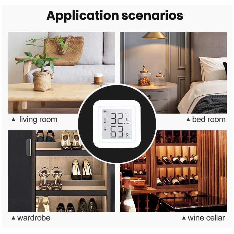 EMAF WIFI Thermometer Hygrometer Time Date Clock Temperature Humidity Instruments Household Digital Thermometers