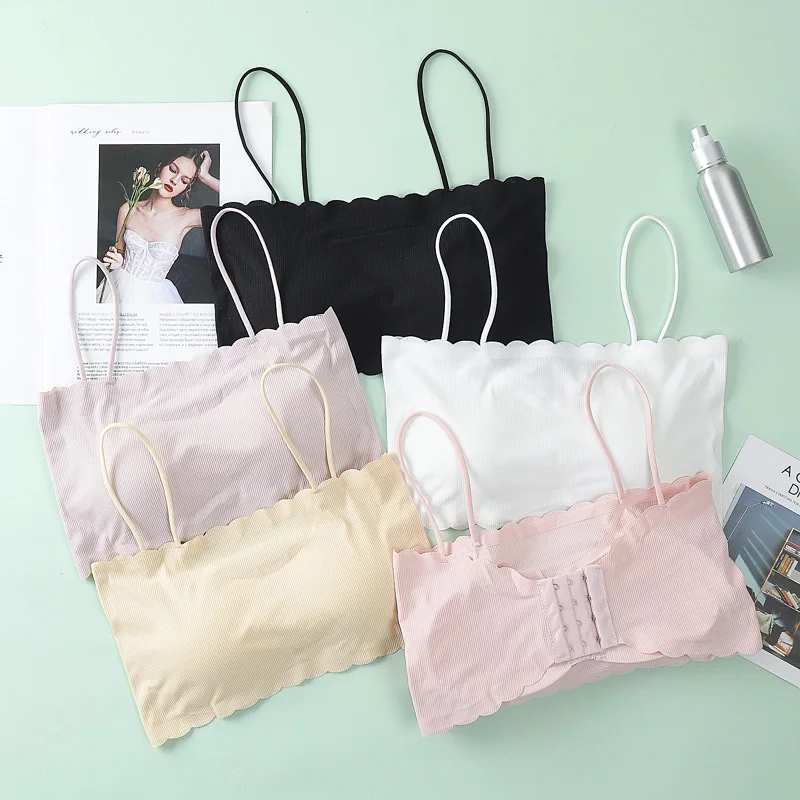 Latest Design Ladies Tube Top Bra Comfortable Ice Silk Sling Student Wrapped Chest Bra