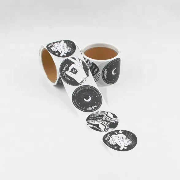 Round Thank Sticker Matte Lamination Coated Paper Label Customize Sticker for Coffee Cup Bread Packaging Sticker