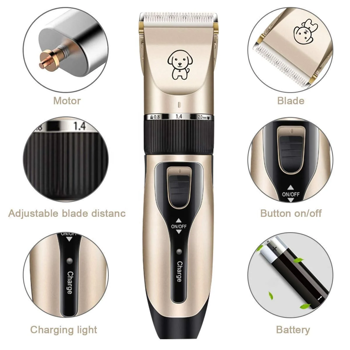 Pet Grooming Kit Professional Pet Hair Trimmer Set Grooming Dog Hair Clipper Trimmer Pet Clipper with Comb Scissor