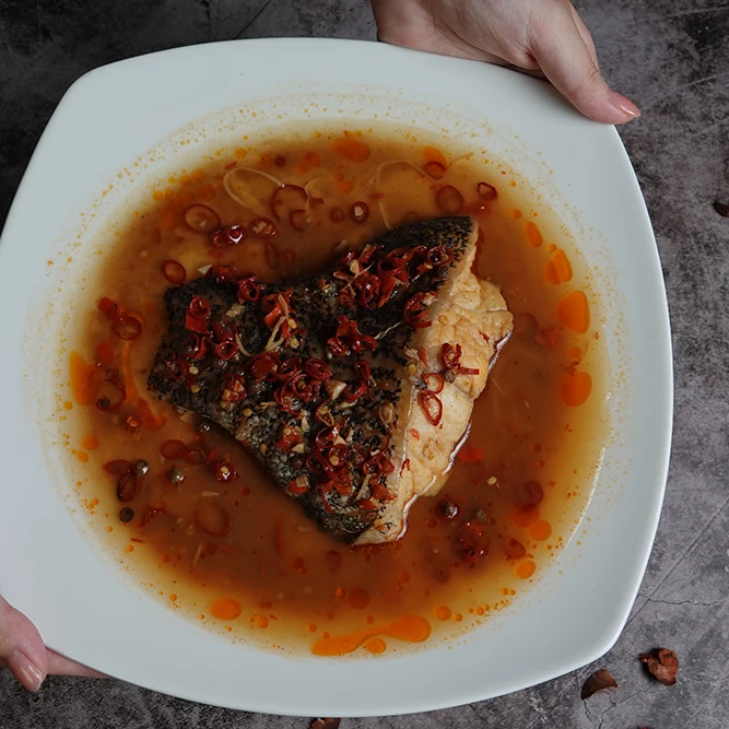 Grouper Fish Farm Dragon Tiger Grouper Fillet  (cooked, with Sichuan spicy sauce)