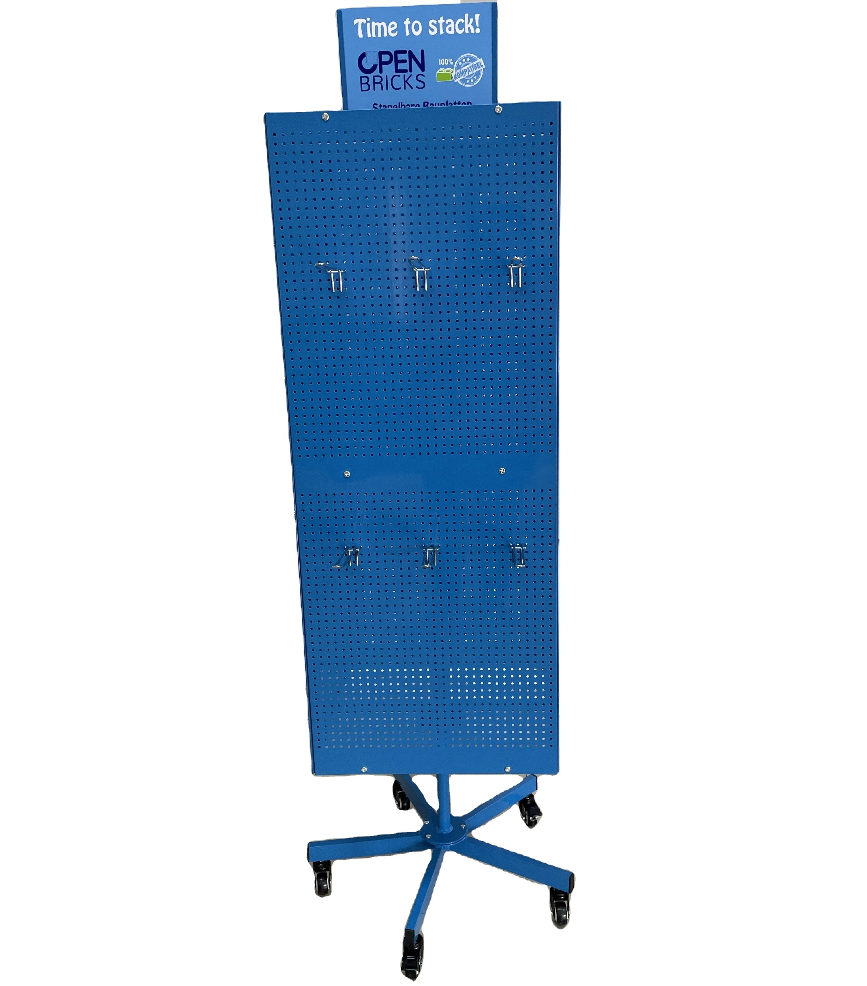 Custom Floor Metal Four Sides 360 Degree Rotating Pegboard Jewelry Rotating Display Stand With Hooks